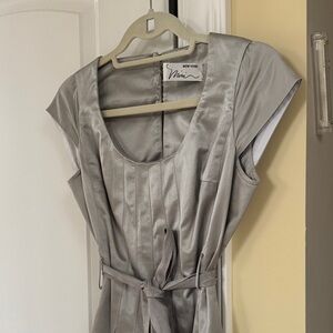Miri New York Silver Satin Dress with Belt